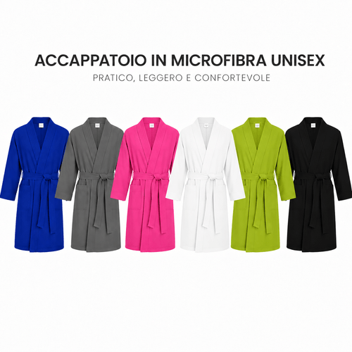 immagine dell'articolo Accappatoio in Morbida Microfibra Assorbente con Cappuccio, Asciugatura Rapida, Unisex