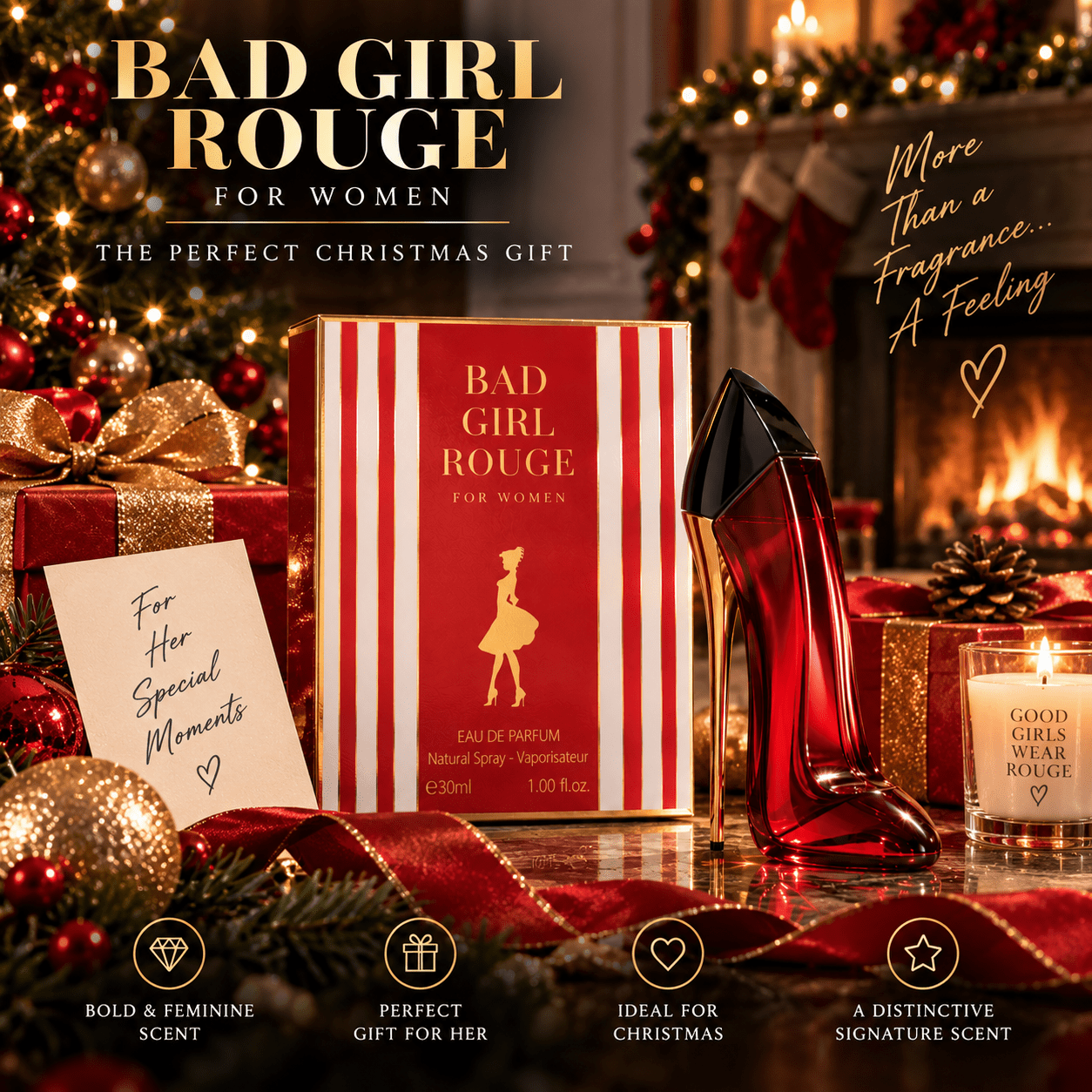 TEMU Perfume For Women Rouge 30ml Edp By Fragrance Couture Fresh Character With A Feminine Touch For Everyday Wear, Dinner Dates And Special