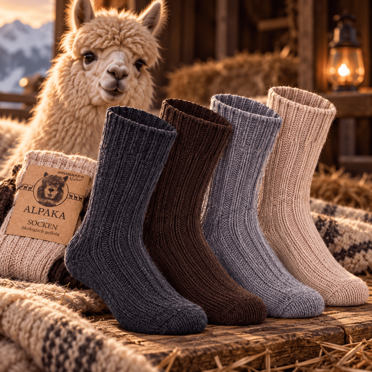 Image of Brubaker Alpaca Socks - Warm Winter Socks With Real Alpaca Wool - High Alpaca Content (33%) - Thick, Fluffy And Warm - Alpaca Socks For Women And Men