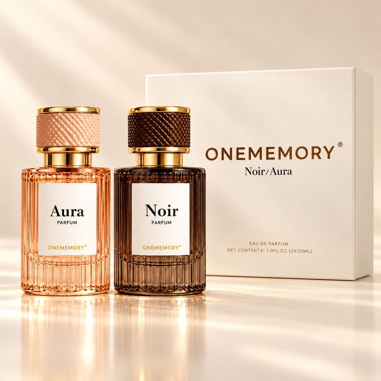 TEMU Coffret 2 Eaux de Parfum Femme Aura + Noir 2 x 30 ml, Floral Oriental Orange Sanguine Jasmin et Oriental Gourmand Café Vanille, Coffret Cadeau