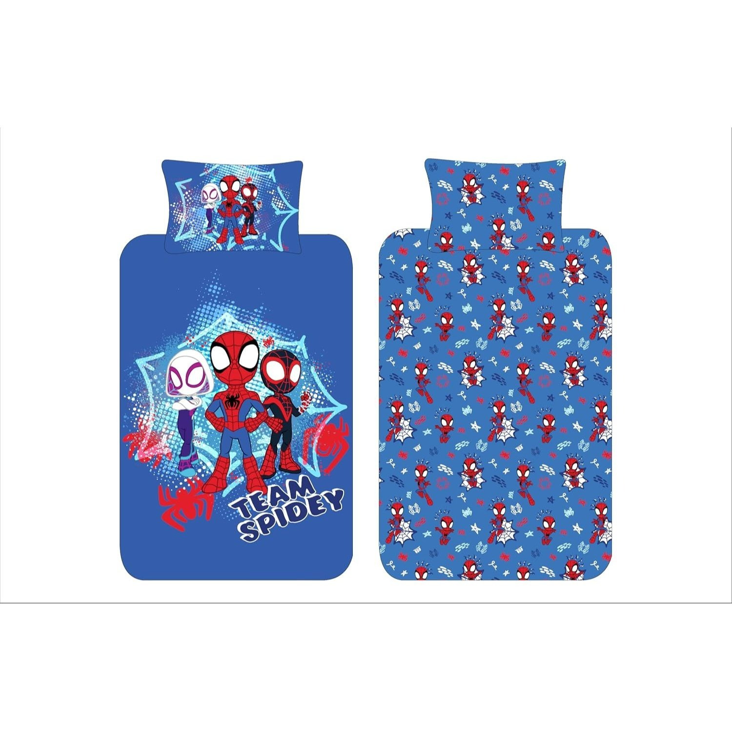 TEMU Spidey And His Amazing Bedding Single Duvet Cover Set – Team Spiderman Bedding For Kids – Official – – -man, & Boys Blue Reversible