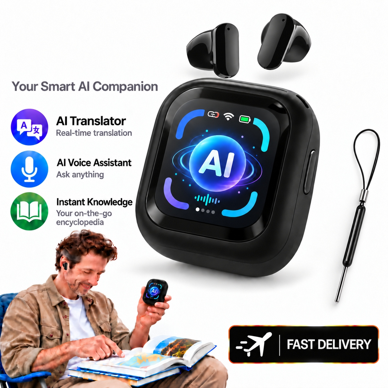 Image of N04 Wireless Earbuds Ows Sliding Case, Ai Smart Translation Earbuds, 88-hour Long , Color Touchscreen, Low Latency, Noise-canceling Microphone. Suitable For Music, Work, Gifts, Sleep, And Sports