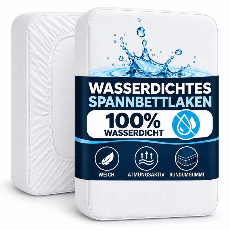 TEMU 2er Pack Wasserdichtes Spannbettlaken - Matratzenschoner Weiß, Weich & Atmungsaktiv, mit Rundumgummi, 30 cm Tiefe, 1 Stück oder 2 Stück