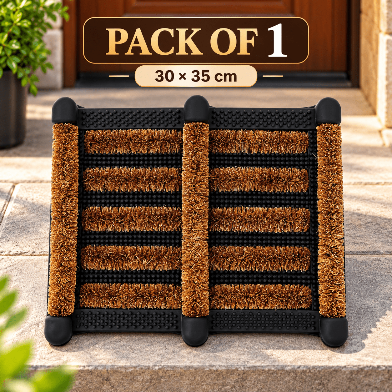 TEMU Boot Scraper Doormat 30 X 35 Cm, Coir Fibre Brush Mat, Heavy Duty Non-slip Outdoor Entrance Door Mat For Mud, Dirt & Sand, Front Door & Garden