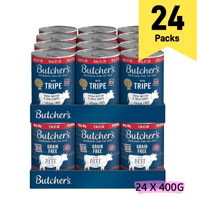 TEMU 24-pack Butchers Food Cans Tripe And Beef Liver Multipack Massive Bulk Supply For Everyday Pantry Bundle Essential Canine Nutrition Meat Diet