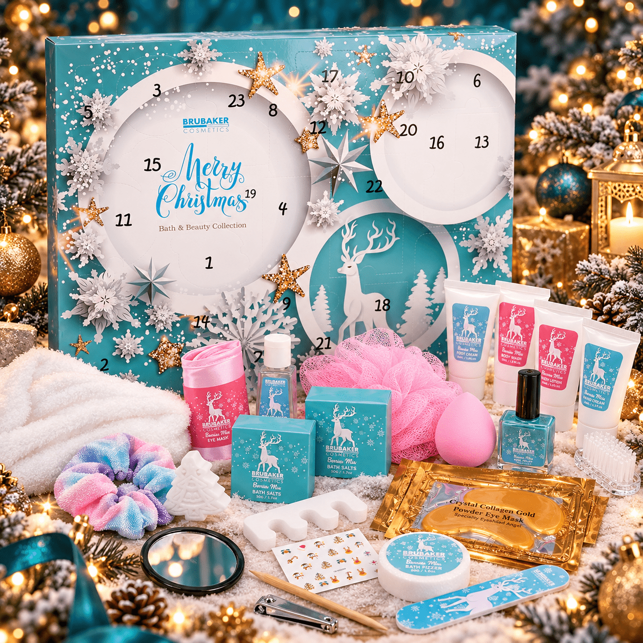 Image of Brubaker Cosmetics Beauty Advent Calendar 2026 - The Xxl Wellness Christmas Calendar For Women And Girls - 24 Care Products & Spa Accessories - Mint Blue