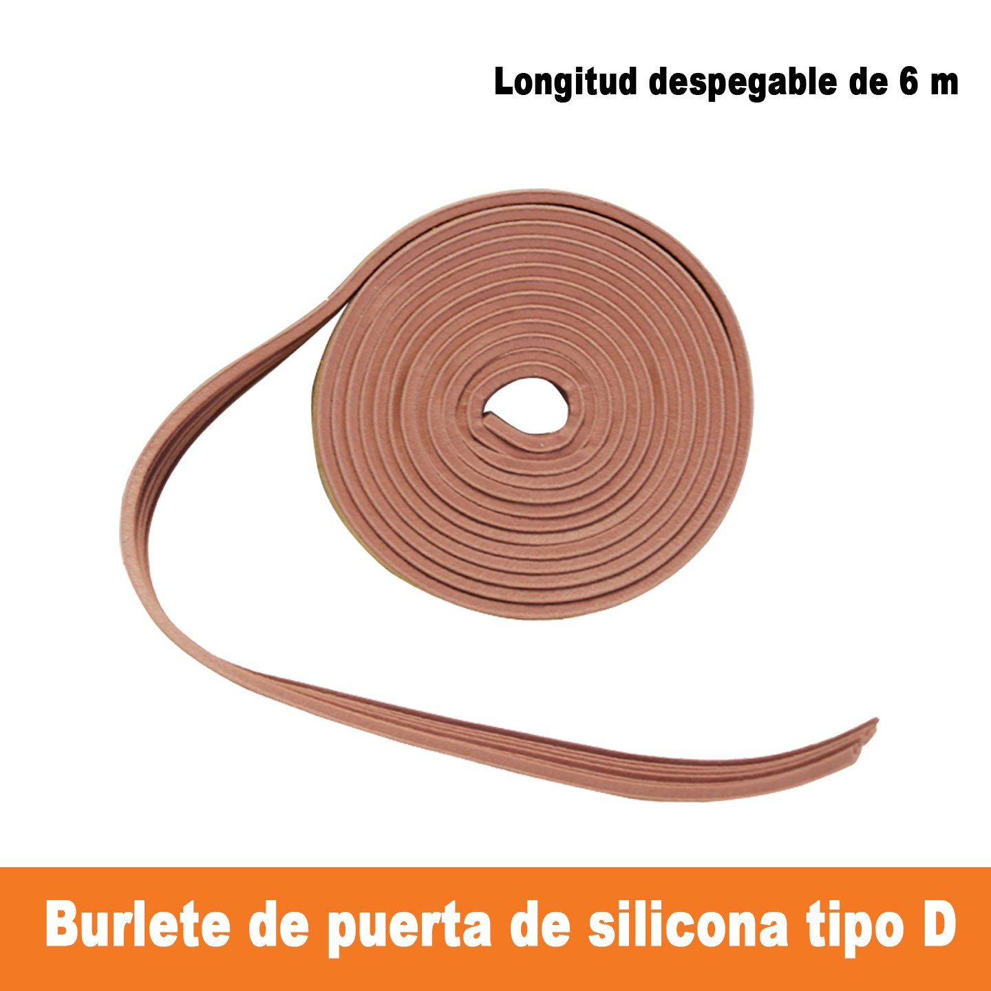 TEMU Junta de sellado silicona tipo D 2cm x 6m marrón/Burlete de silicona tipo D / Junta selladora para puertas y ventanas