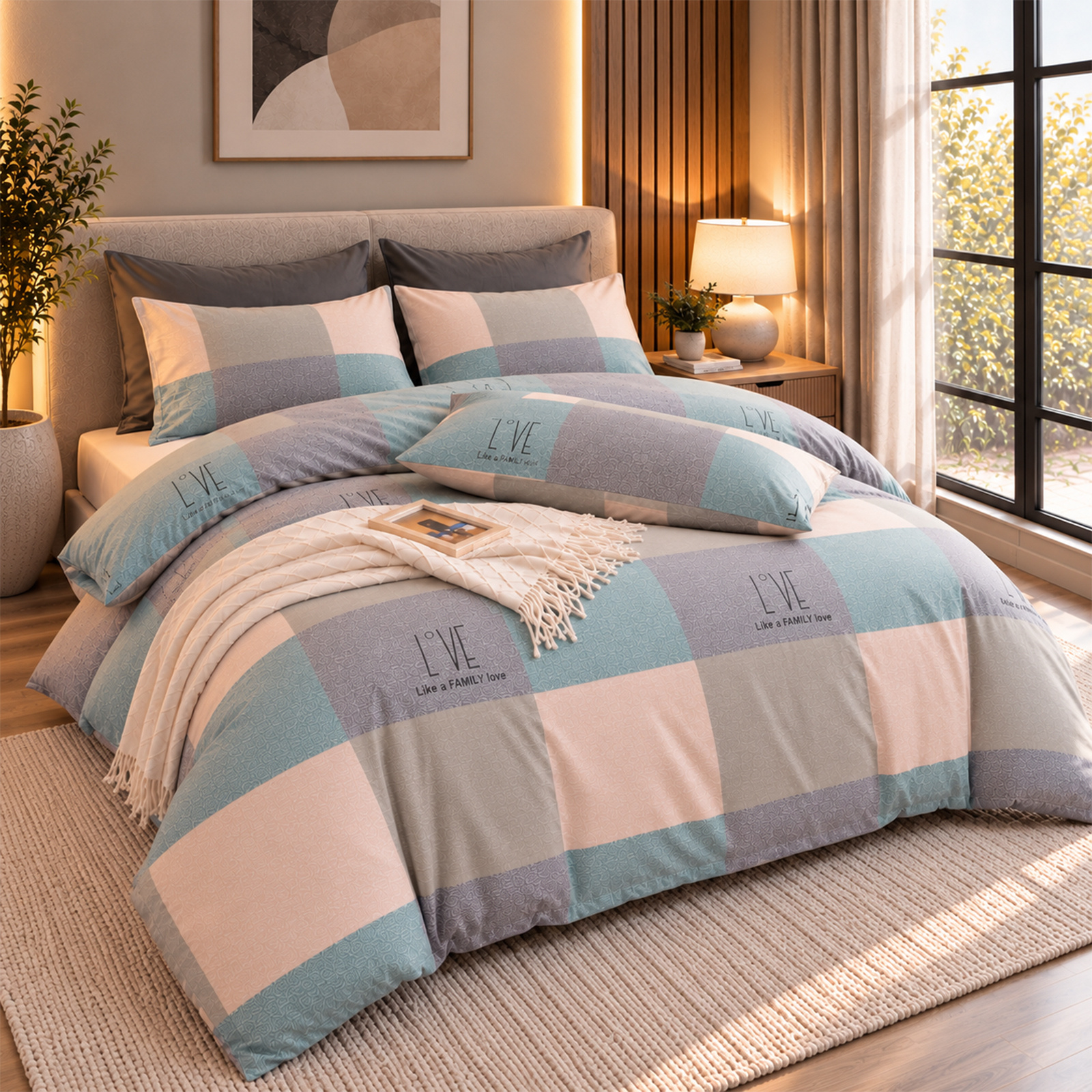 TEMU 3pcs Printed Microfiber Duvet Cover Set With Pillowcases, Soft Breathable Bedding Set With Zipper Closure & Corner Ties, Machine Washable,