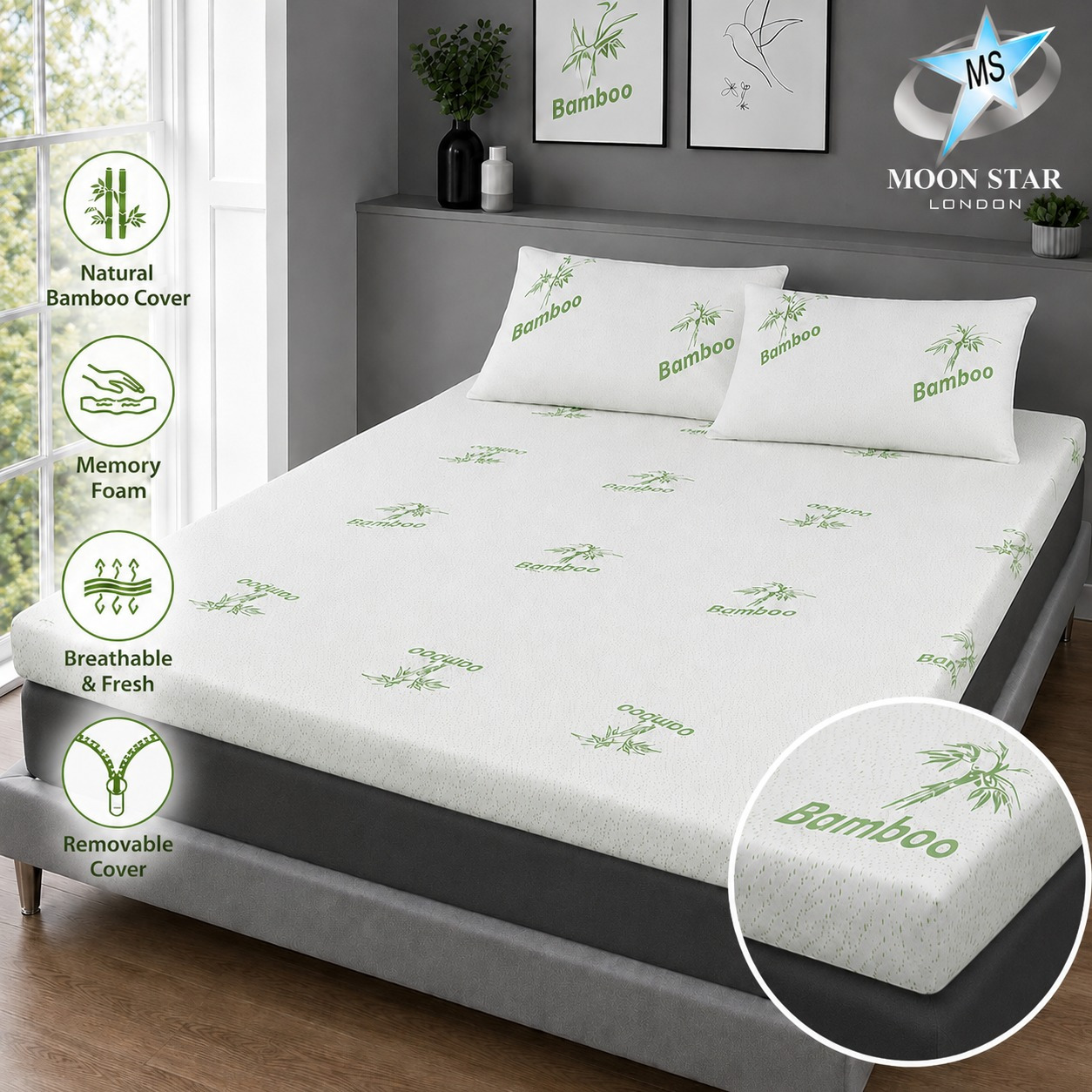 TEMU 5cm Ultra Soft Topper - Memory Foam Topper With Removable Zipped Cover, Machine Washable Mattress Protector For Bedrooms, Guest Rooms, Dorms,