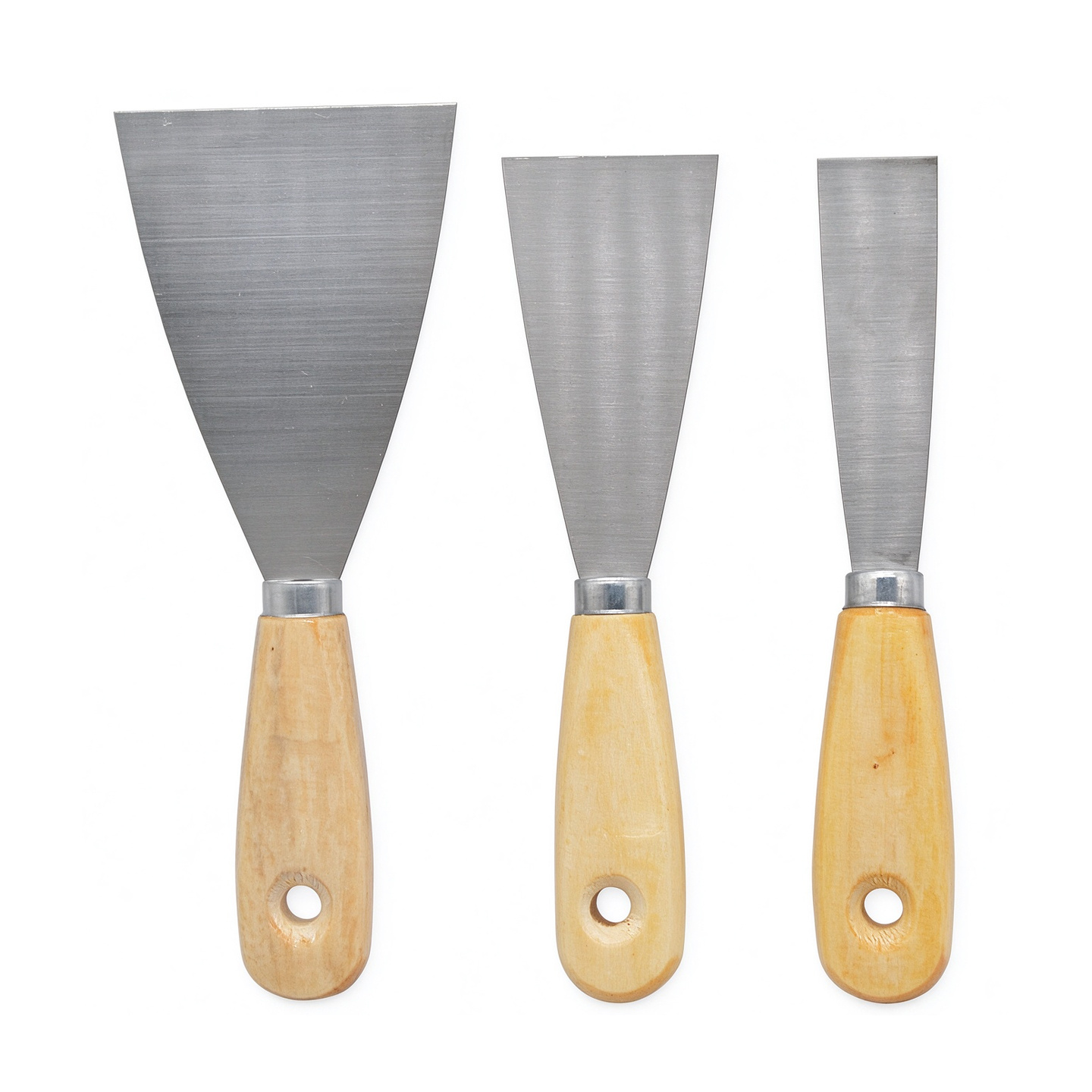 TEMU Pack 3 espátulas de masilla mango madera, tamaños surtidos/Espátula de masilla 3 piezas / Juego de espátulas de metal / Espátula de con mango