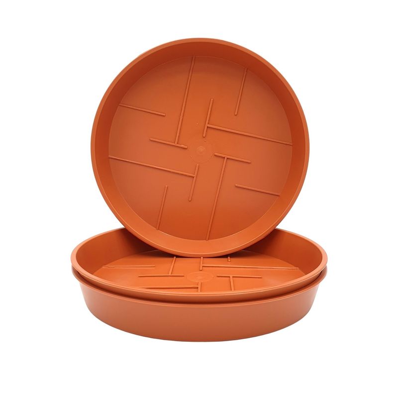Image of 3-piece Set Round Flower Pot Saucers – , Terracotta, Sturdy & Easy To Clean, Weather-resistant For Indoor And Outdoor Use, Sizes 12–45 Cm, Perfect For Plant Care, Protects Against Moisture And Dirt