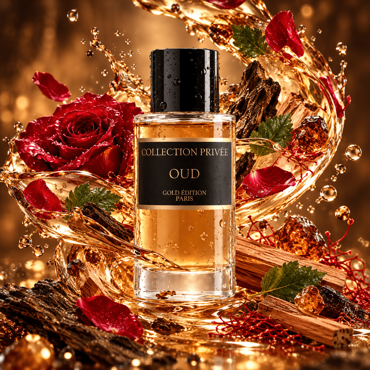 TEMU Collection Privée Oud Gold Édition – Eau de Parfum 50 ml – Notes de Rose, Oud et