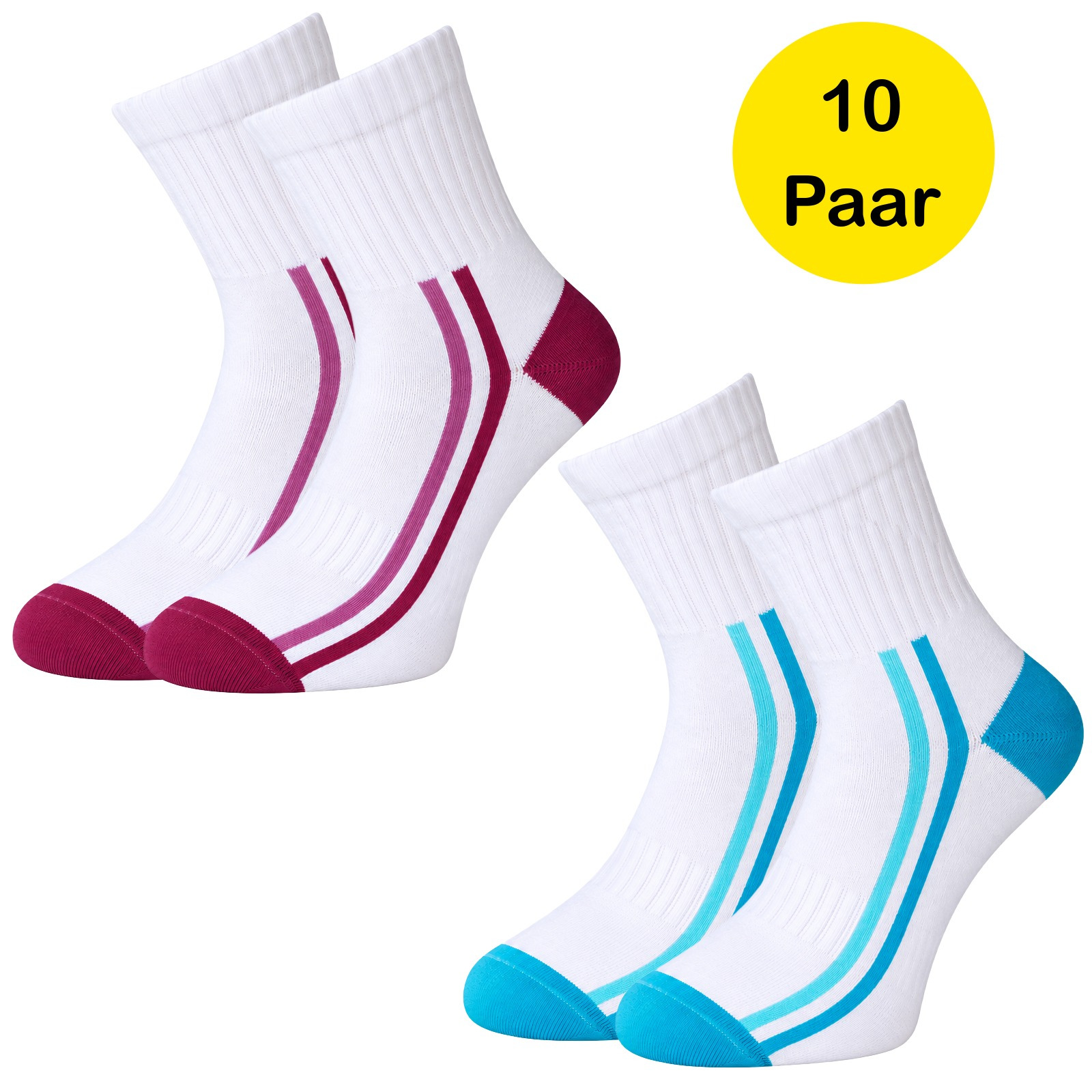 Image of 10 Pairs Women's Cushioned Sports Socks - Hiking & Walking Socks For Gym, Running, And Casual Attire