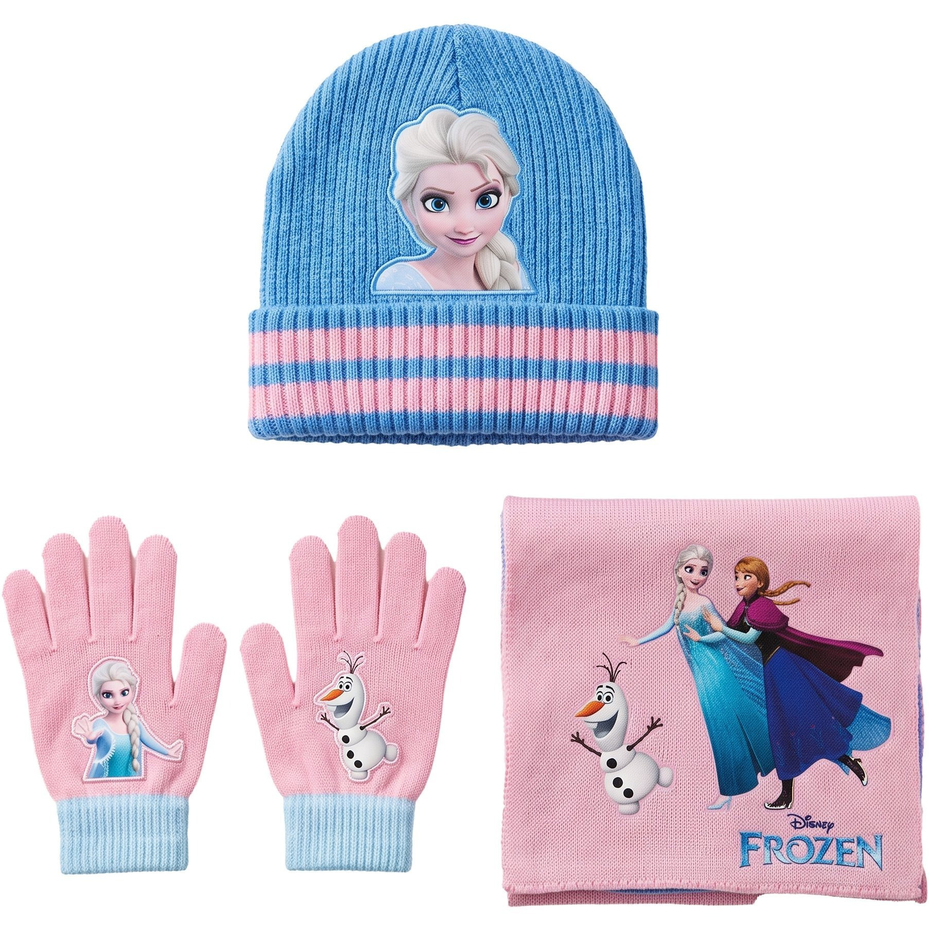 TEMU 3-teiliges Frozen-Set: Mütze, Schlaufe als Halstuch und Handschuhe für Kinder, Einheitsgröße