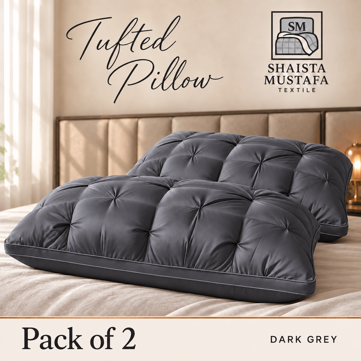 TEMU Textile Tufted Pillows For Beds, Rectangular Bedroom Pillows With Piped Trim, Packs Of 1, 2 Or 4, 6 Colours