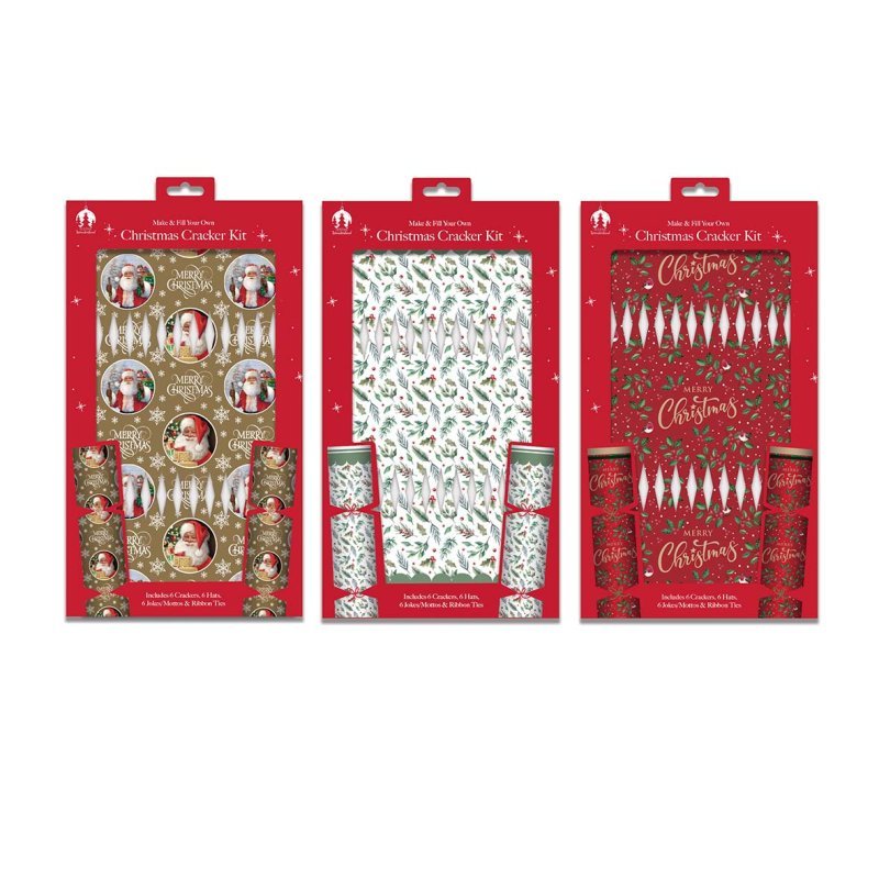TEMU Tallon Make Your Own Christmas Cracker Kit Traditional Designs Festive Wonderland Decoration Hats Jokes Crackers - Set Of 6