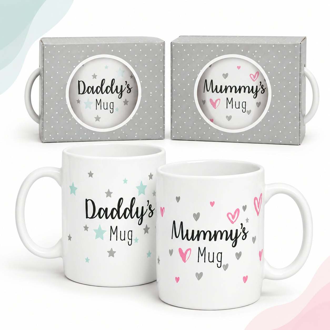 TEMU 2pack & Daddy Gift Mugs, 2 Assorted Designs, Ceramic Coffee Tea Cups, Thoughtful Gift For Parents, Everyday Home And Kitchen Use