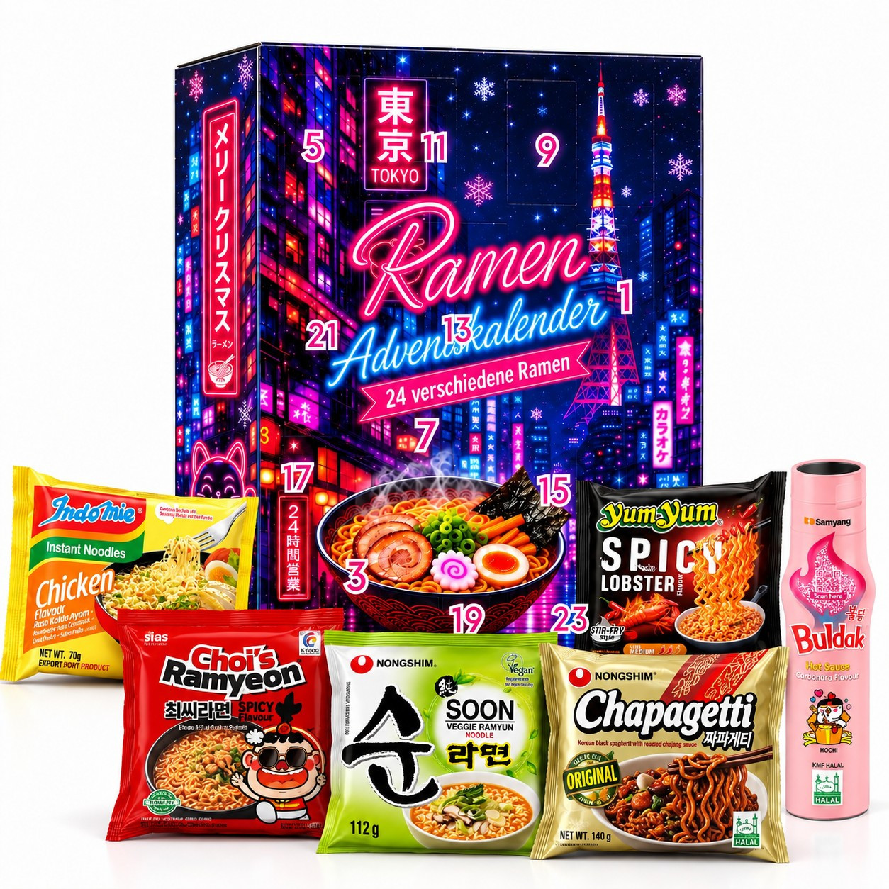 Image of Ramen Xxl Advent Calendar 2026 - 23 Instant Noodles + Sauce - With Samyang Carbonara, Nongshim, Nissin, Yumyum & More