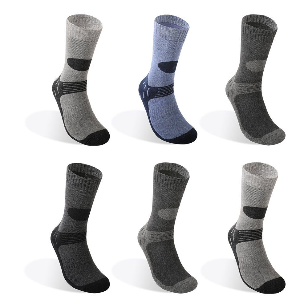 Image of Thermal Socks For , Cotton, 6 Pairs, Terry Cloth Lined, Warm Thick Winter Socks