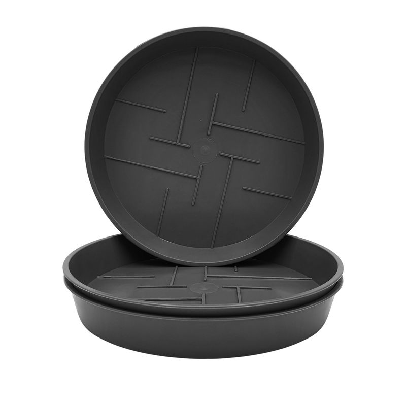 TEMU 3-piece Round Plant Saucer Set – , , Durable & Easy To Clean, Weather-resistant For Indoor & Outdoor Use, Sizes 12–45 Cm, Ideal For Plant Care,