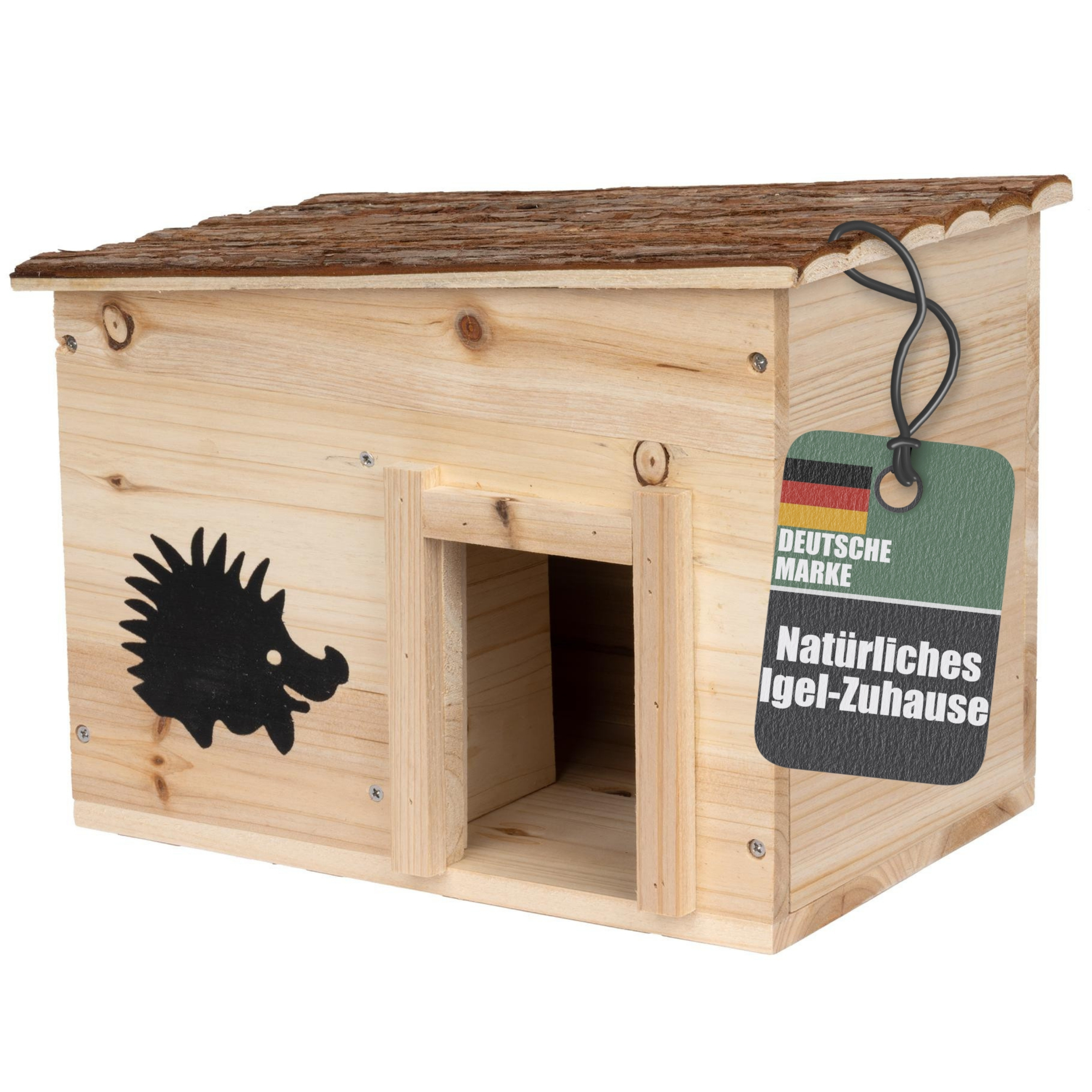 Image of Winter-proof Hedgehog House With Base, 35x24x28cm - Xxl Wooden Hedgehog Feeding Station - Garden Hedgehog Hotel Feeding Station, Feeding House, Sleeping House, House Kit