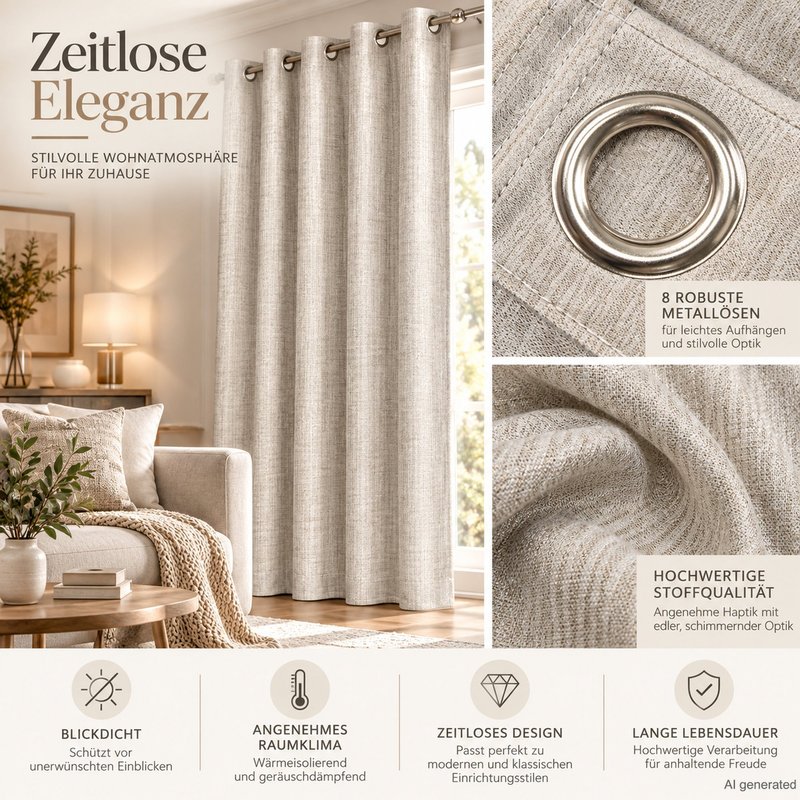 Image of Eyelet Curtain 140x245 Cm, Silver-gray, Blackout, Light Filtering, Local Stock