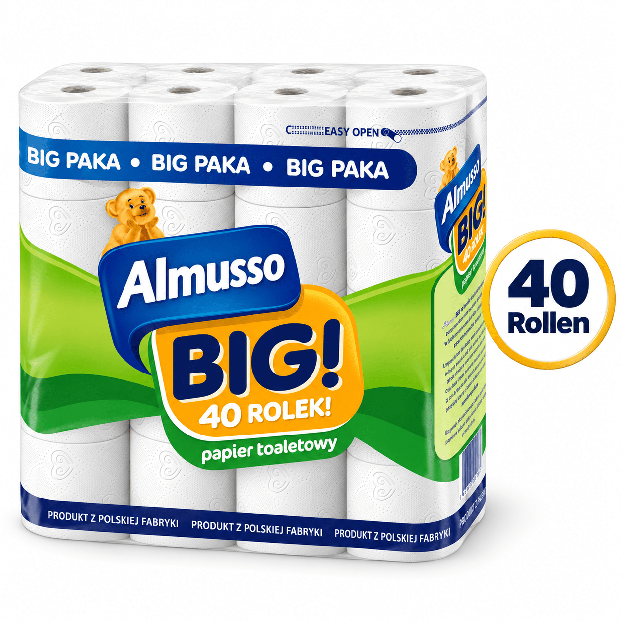 TEMU BIG Papier Toilette 40 Rouleaux – Papier Toilette Fabriqué à 100 % en Cellulose – 105 Feuilles par Rouleau – Environ 11,55 m par Rouleau – Blanc