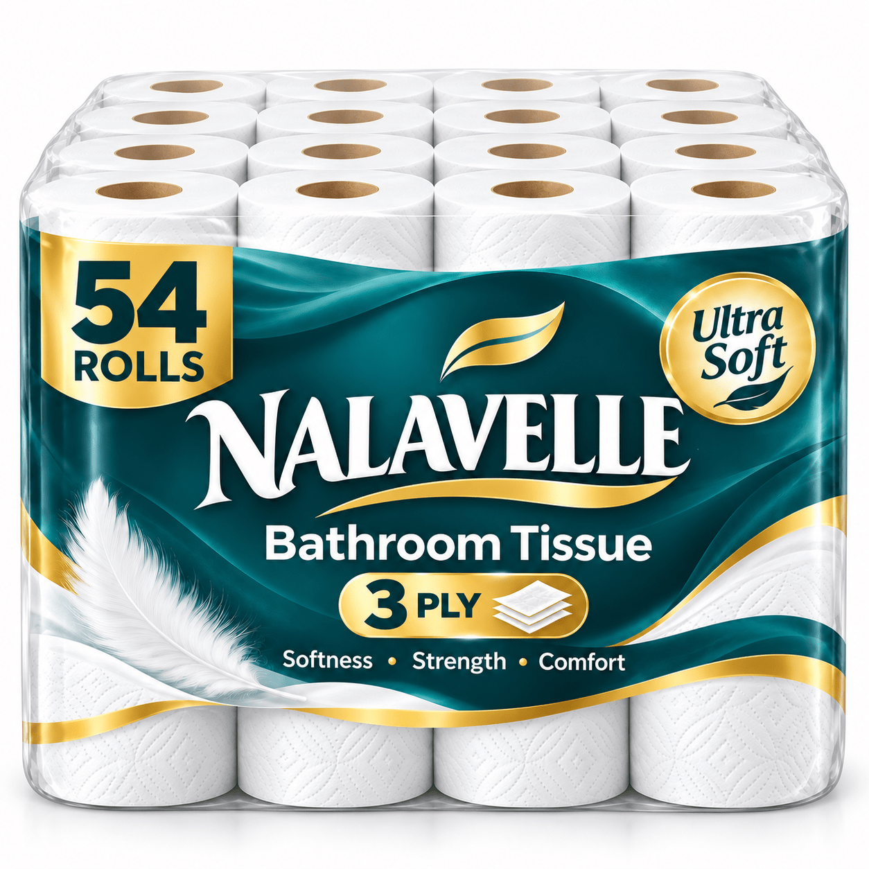 TEMU 54 Rolls 3-ply Bathroom Tissue Ultra Soft Toilet Paper With Embossed Texture – Strong Comfortable & Absorbent Bathroom Rolls – Bulk For Home