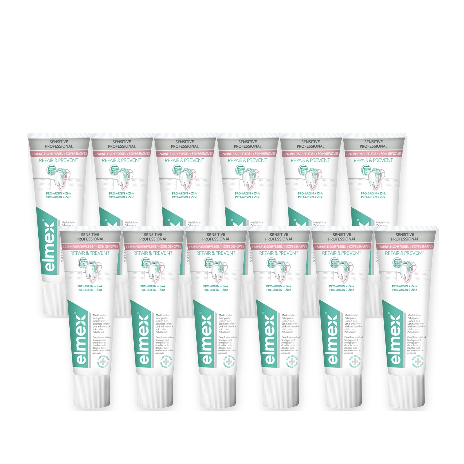Image of Elmex Sensitive Professional Toothpaste – For Sensitive Teeth & Gum Care – Immediate & Long-lasting Pain Relief – 12-pack Value Pack (12 X 75 Ml / 900 Ml)