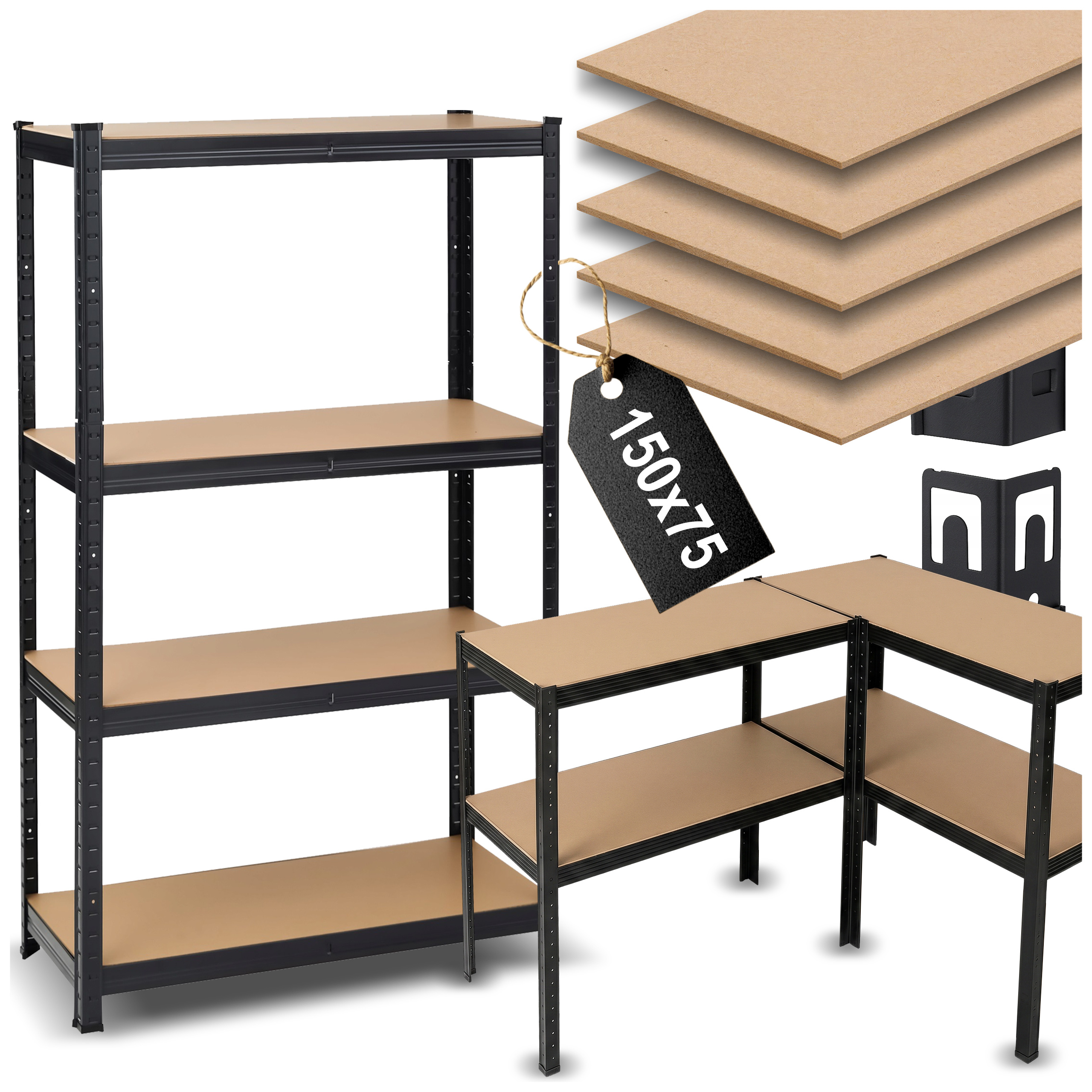 TEMU Metal Storage Rack 150x75x30 Cm – Sturdy And Durable Garage Rack With A Load Capacity Of Up To 500 Kg. Perfect For , Workshop, Warehouse, , Or