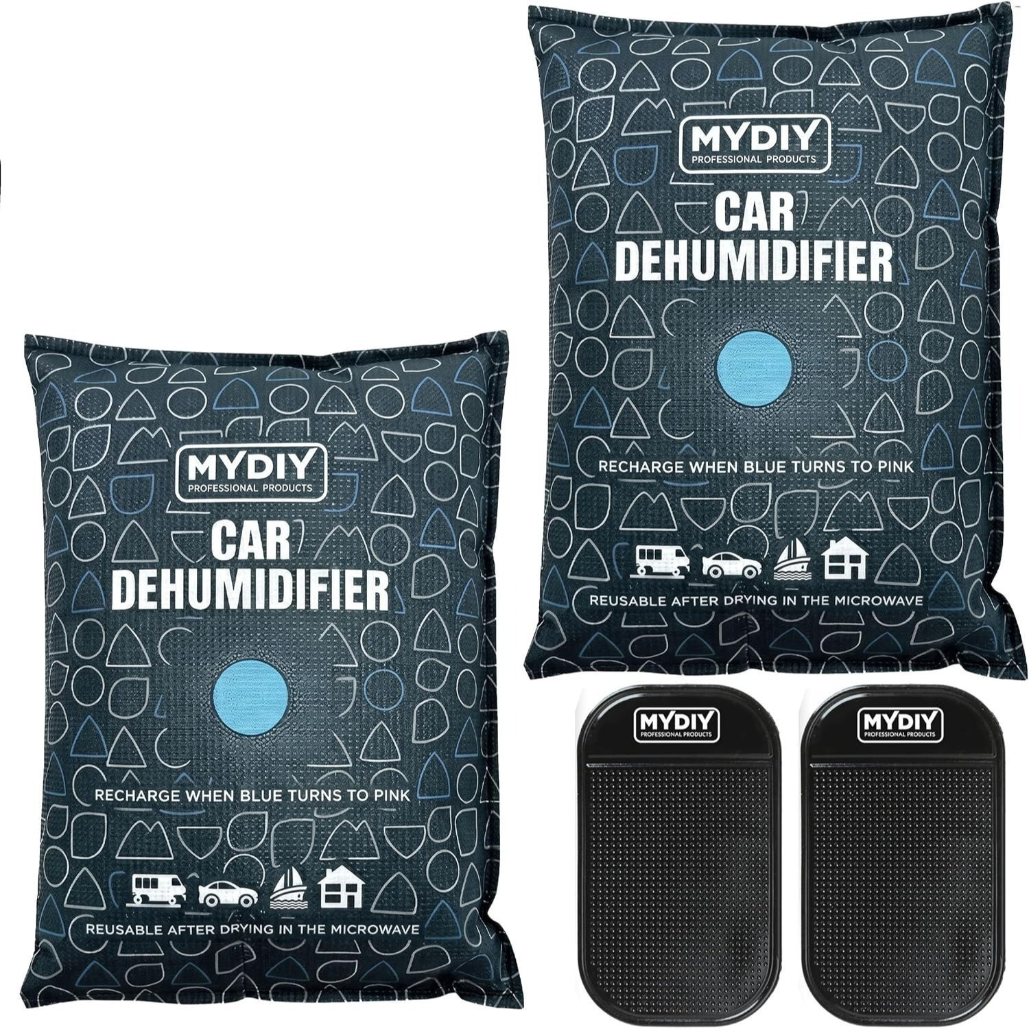 TEMU Reusable Car Dehumidifier Bag With Non-slip Mat - 2 Pack Color Changing Moisture Absorber For Car, , Boat & Home – Cars Windscreen Dehumidifier,