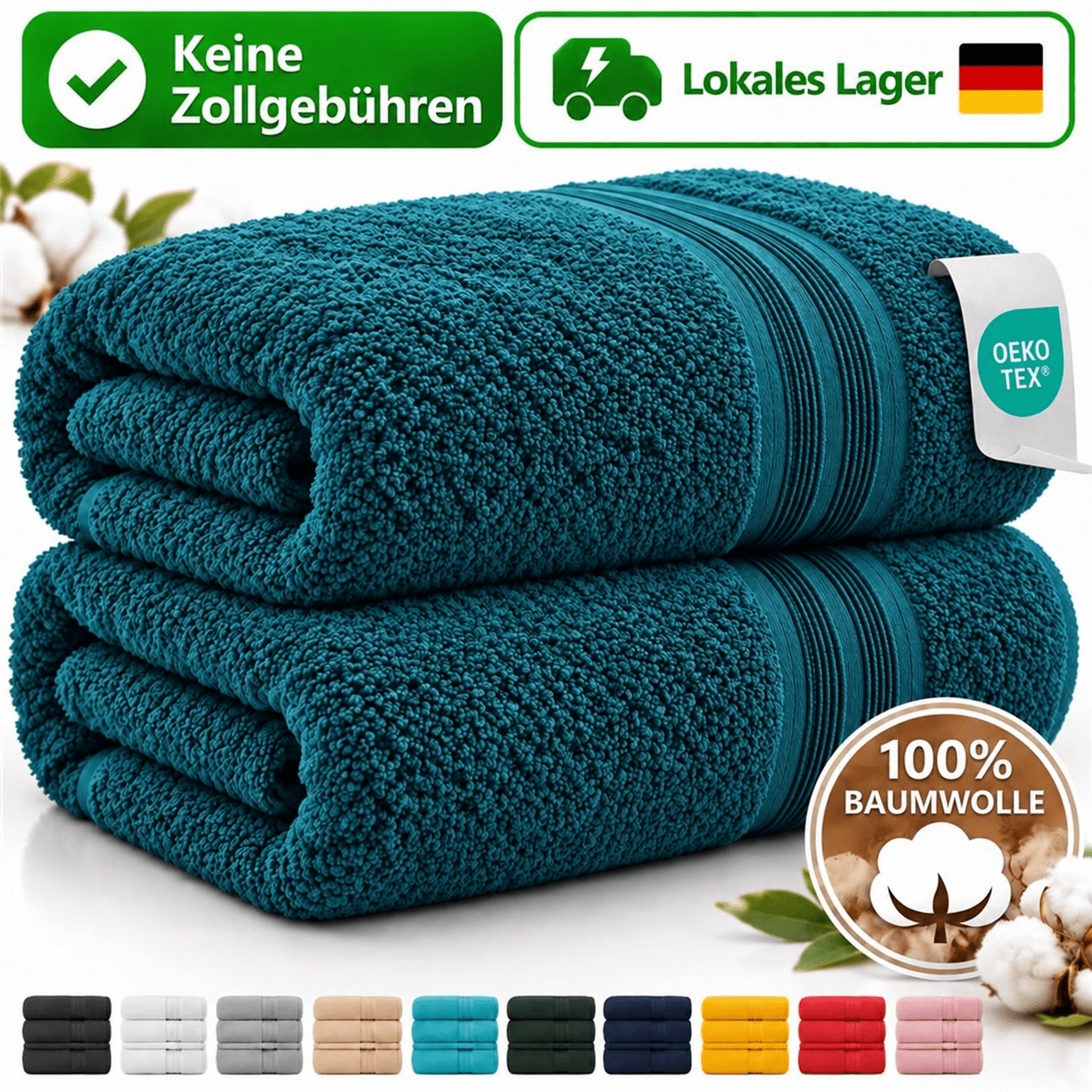 TEMU 2-piece Set Of 100% Cotton Towels, Soft Absorbent Cotton Towels, Shower Towel, Bath Towel, Sauna Towel, Beach Towel, 50x100, 70x140, 80x200,