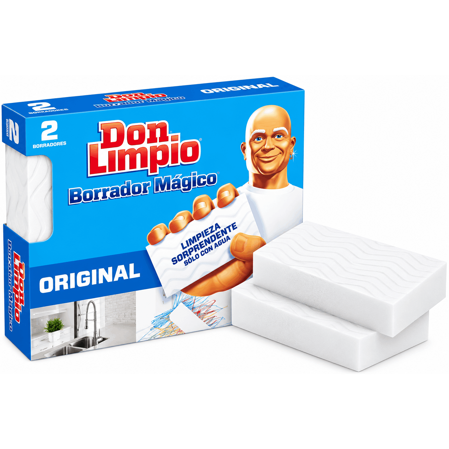 TEMU Borrador Mágico Original – Pack de 2 Esponjas Limpiadoras Multiusos – Manchas y Suciedad Solo con Agua – Limpieza de Cocina, Baño, Paredes y