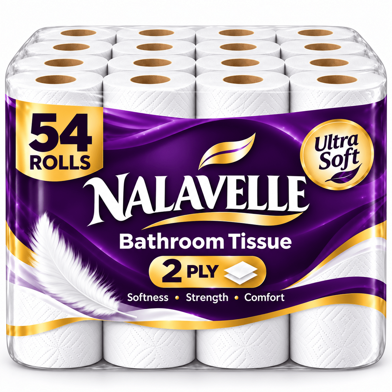TEMU 54 Rolls Toilet Paper Ultra Soft 2 Ply Bathroom Tissue Strong & Comfortable Toilet Roll Bulk Everyday Household Bathroom Essentials