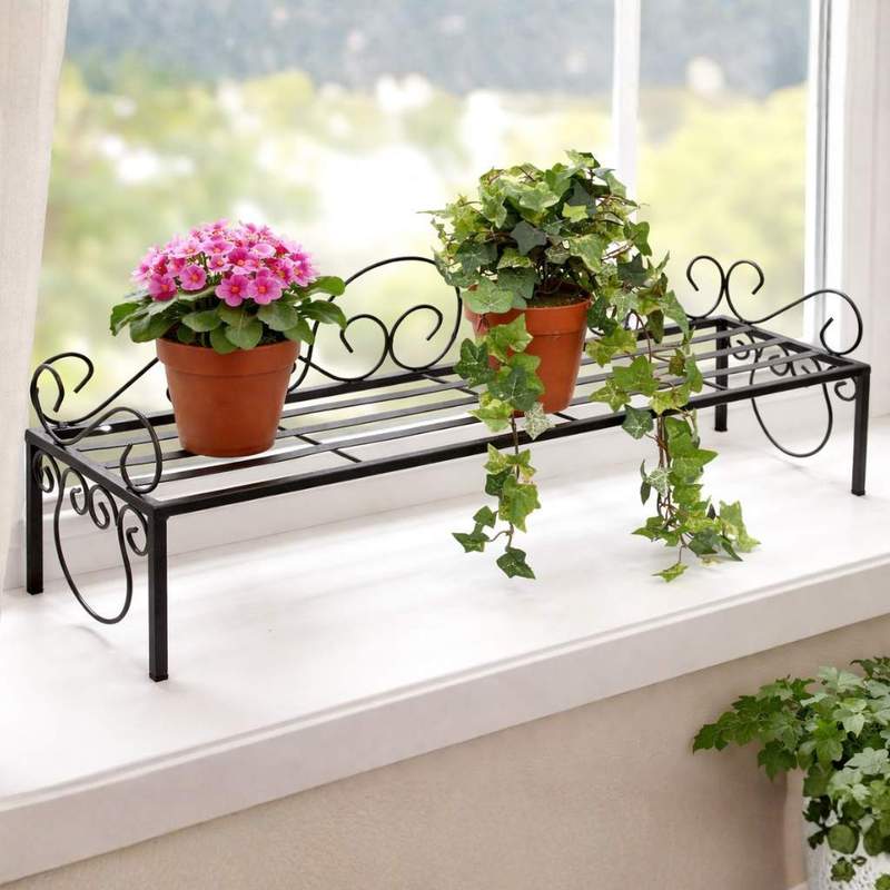 Image of Dandibo Black Metal Flower Shelf, 75 Cm Flower Stand, Flower Bench, Flower Staircase, Plant Staircase, Flower Stool, Plant Stand, Flower Column, Plant Holder, Storage Shelf, Seating Bench
