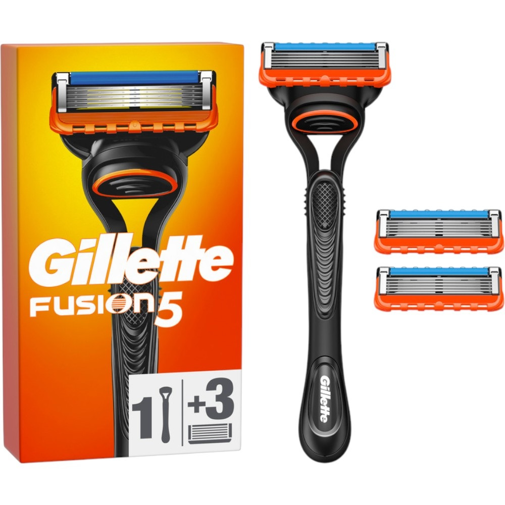 TEMU Gillette Fusion5 Maquinilla de Afeitar Hombre con 5 Cuchillas – Pack de 1 Mango + 3 Recambios – Afeitado y