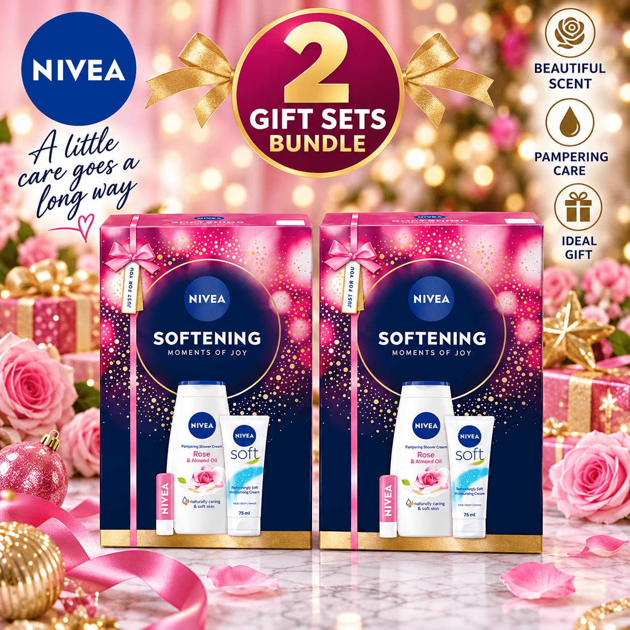 TEMU Softening Gift Set – 2 Pack | Pampering Body Care & Skincare Gift Sets For Her | Christmas & Birthday Gift