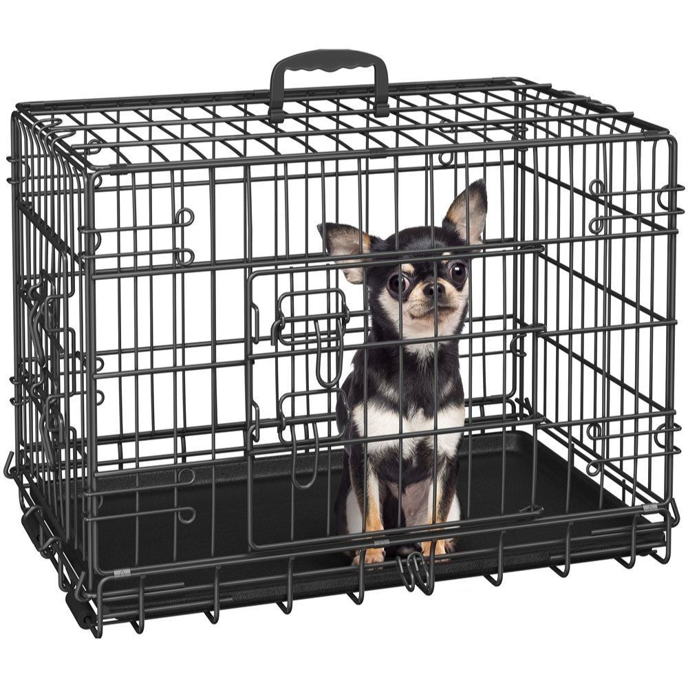 Image of Costoffs S/m/l/xl/xxl Metal Dog Crate With Pull-out And Handle, 2 Doors, Foldable Pet Transport Box [s - 62 X 42 Cm]/[m - 75 X 44 X 50 Cm]/[l - 90 X 56 Cm]/[xl - 107 X 60 Cm]/[xxl - 122 X 73 X 80 Cm]
