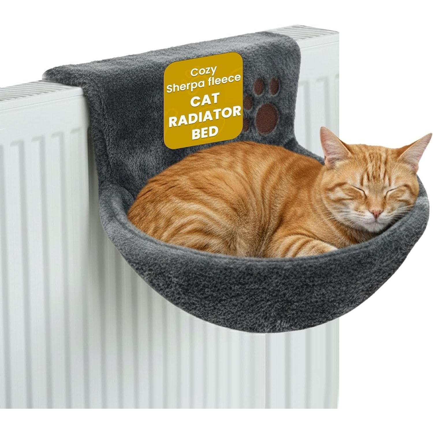 TEMU Simply Cat Radiator Bed – Warm And Radiator Hammock With Washable Cover – Sherpa Fleece Hanging Cat Bed With Metal Frame - Foldable Design,
