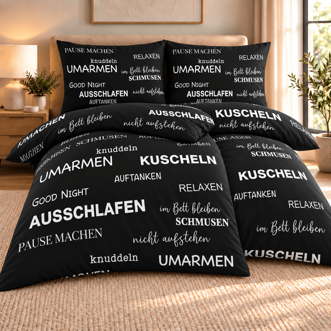 TEMU 4-piece Microfiber Bedding Set 135x200 Cm + 80x80 Cm – 2-piece Set With Zipper, Breathable & , Modern Patterns, Comfortable Duvet Cover