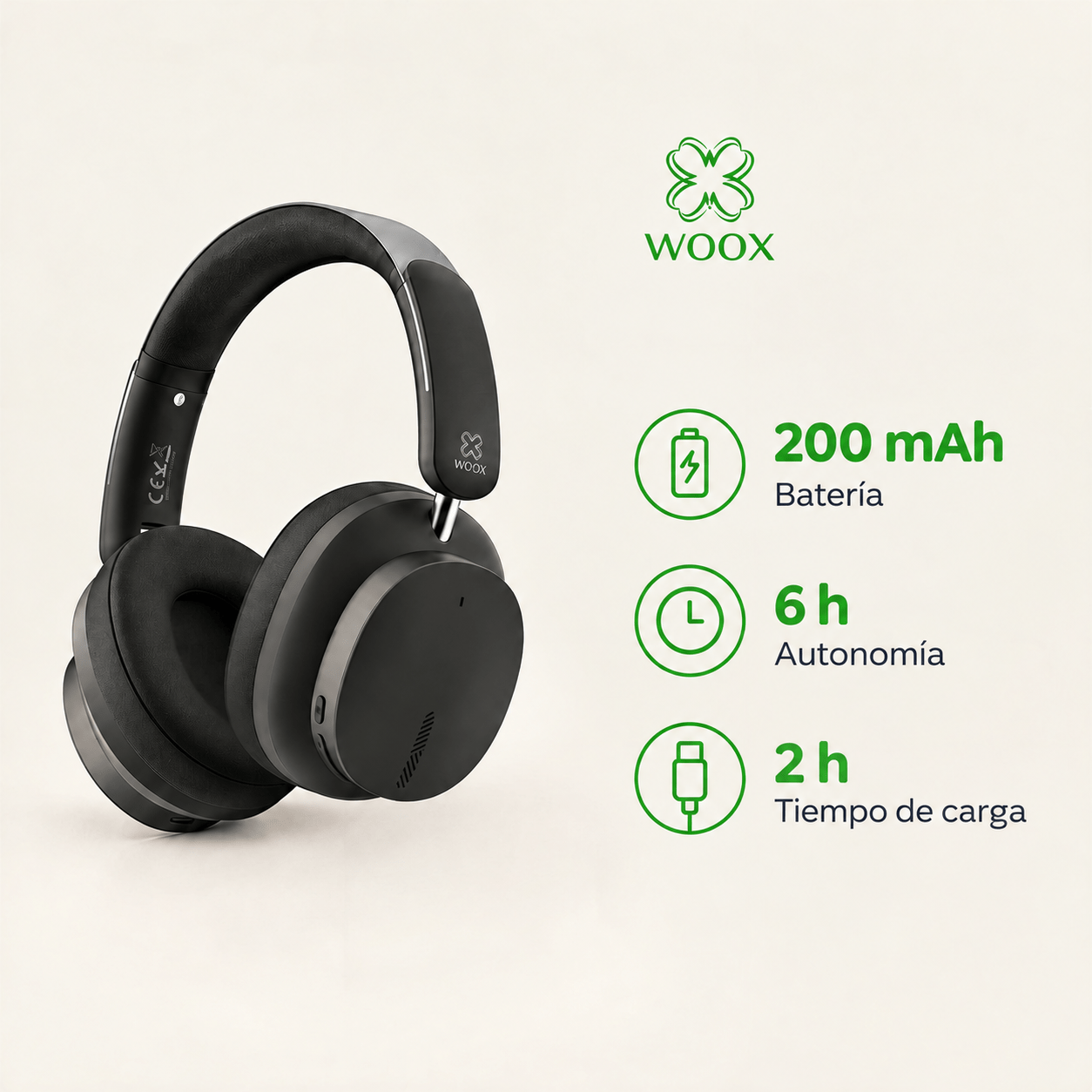 TEMU Auriculares Inalámbricos Plegables Bluetooth 5.4 WOOX – Diseño Multifuncional con Inalámbrico, Micrófono Incorporado y Conexión Cableada de 3.5