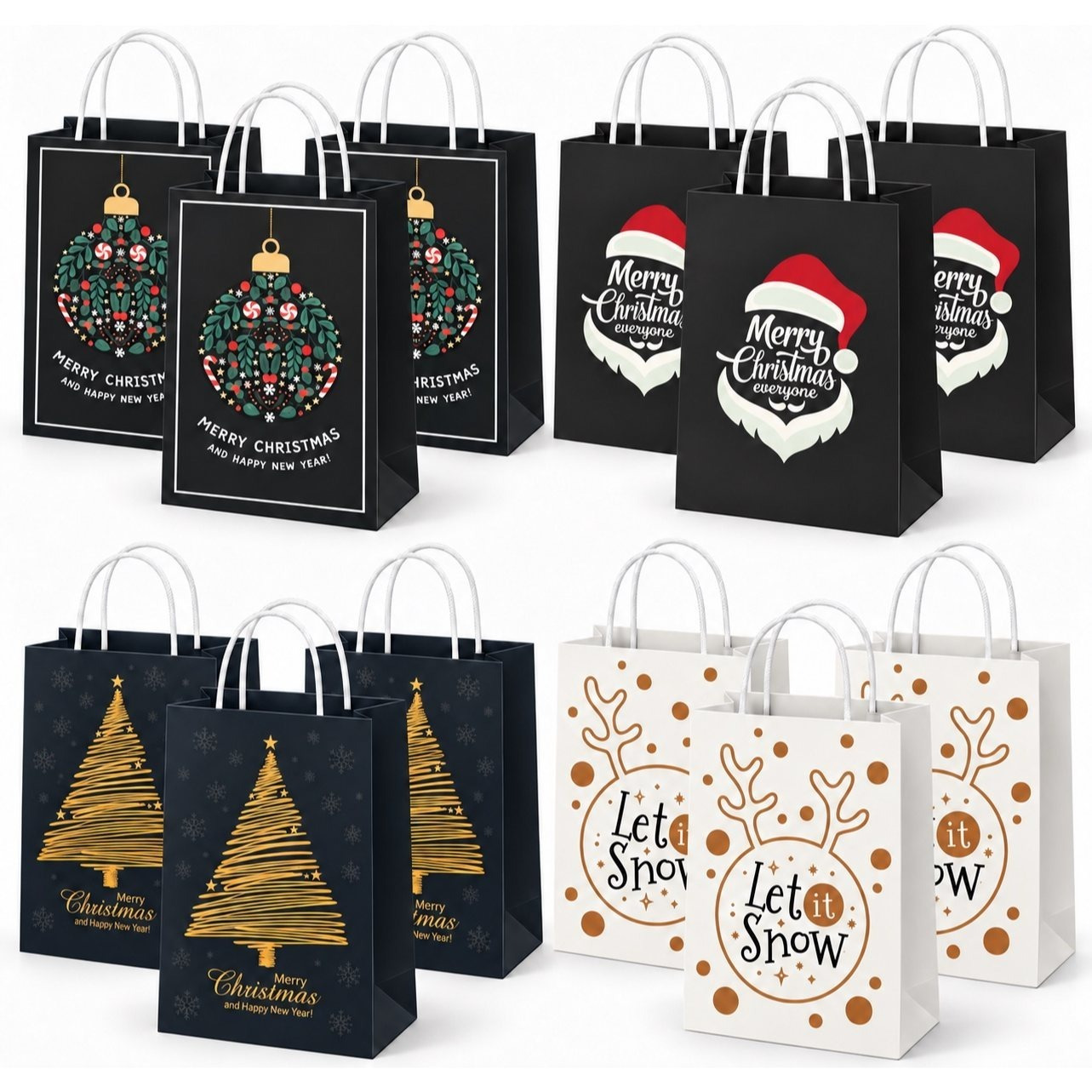 Image of Tk 12 Xxl Gift Bags For Christmas: Large Christmas Gift Bags Ideal For Presents & Gifts, Festive Design, Construction, Luxurious Gift Packaging, Multifunctional Use