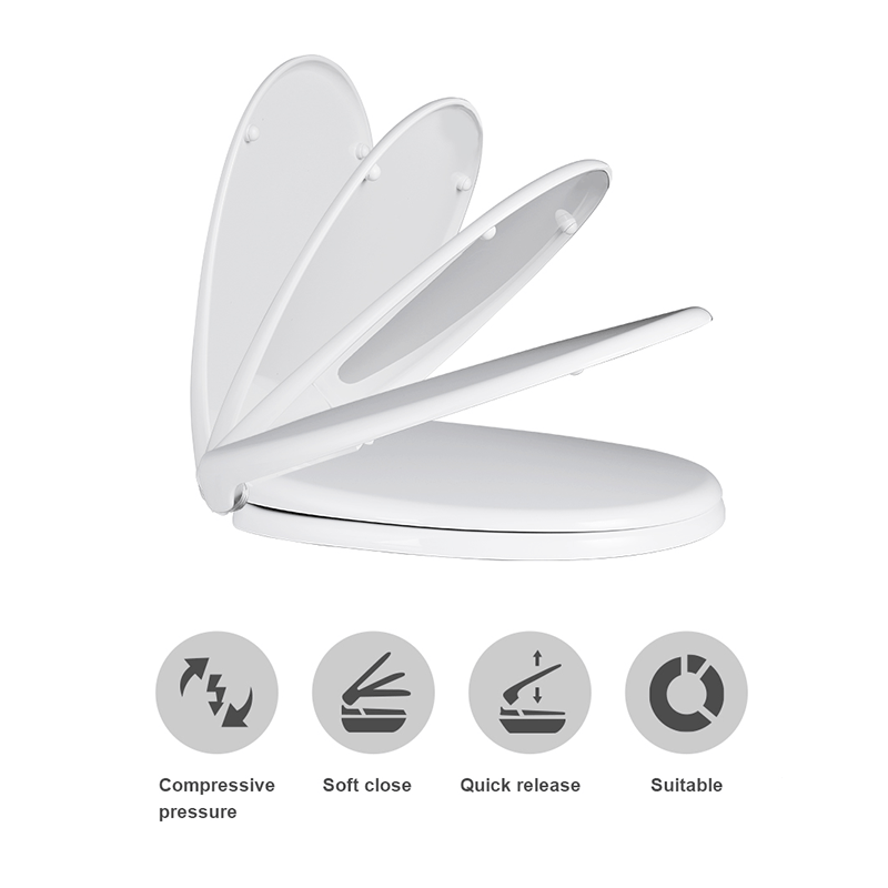Image of Without U-shaped Reinforced Toilet Seat, Pp Material, Universal Toilet Seat With Automatic Lowering Lid, Easy Cleaning, Replacement Toilet Seat
