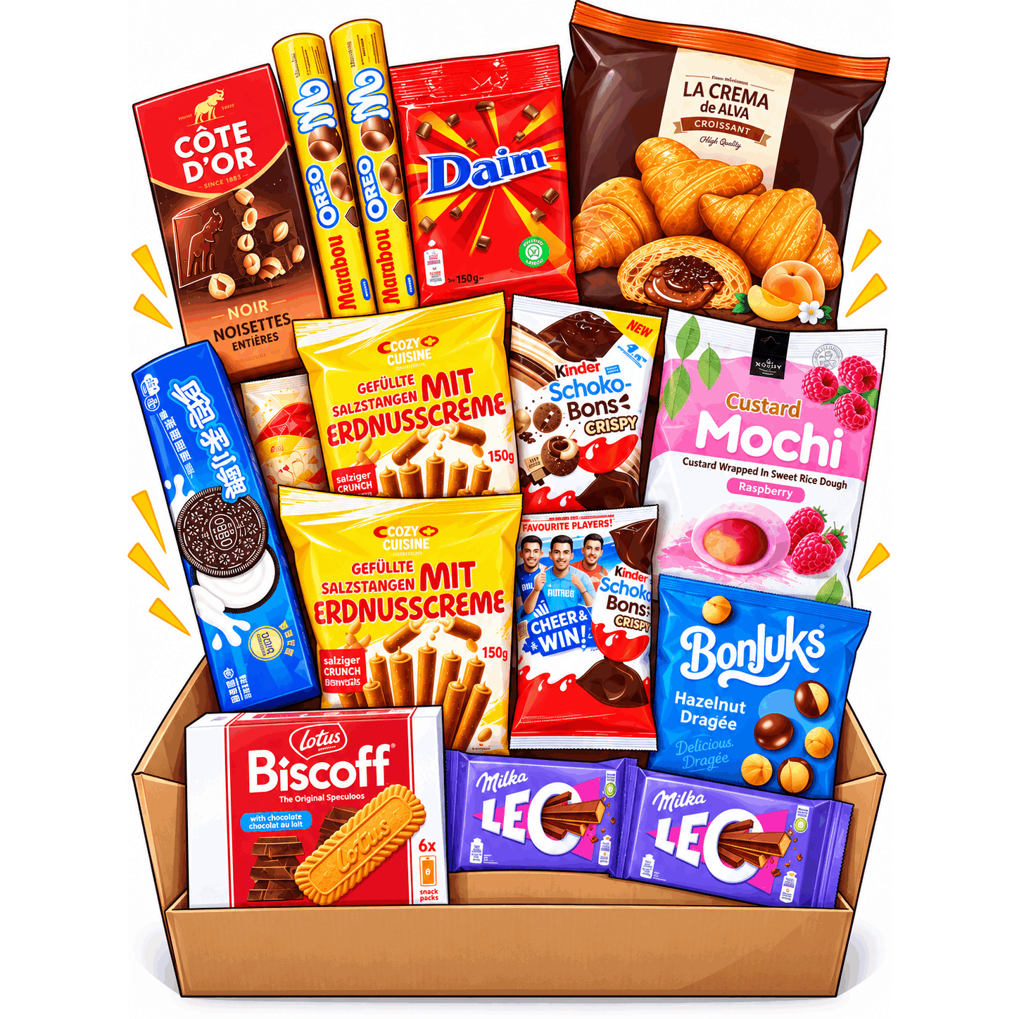 Image of Sweets & Snack Mix Box – 15pcs Surprise Set With Chocolate, , Mochi & Various Snacks – 1,514.4 G