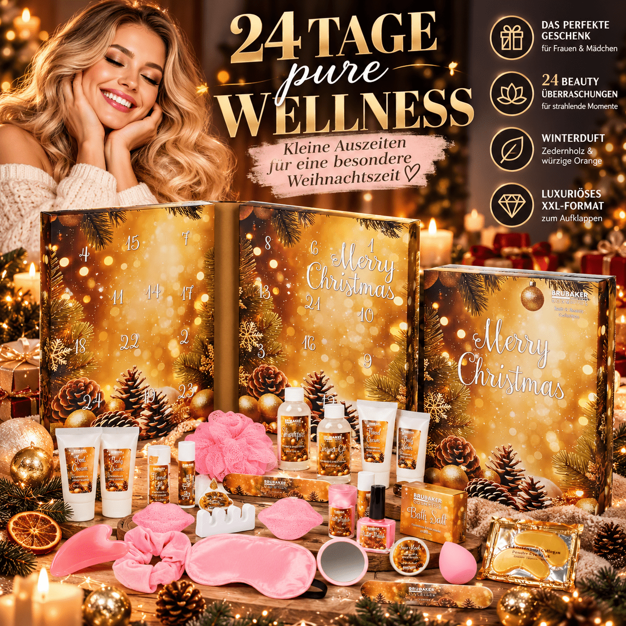 Image of Brubaker Cosmetics Advent Calendar 2026 - Xxl Christmas Calendar To Open In Book Form - 24 Beauty Surprises For Women And Girls - Large Wellness Calendar With Spa & Cosmetics