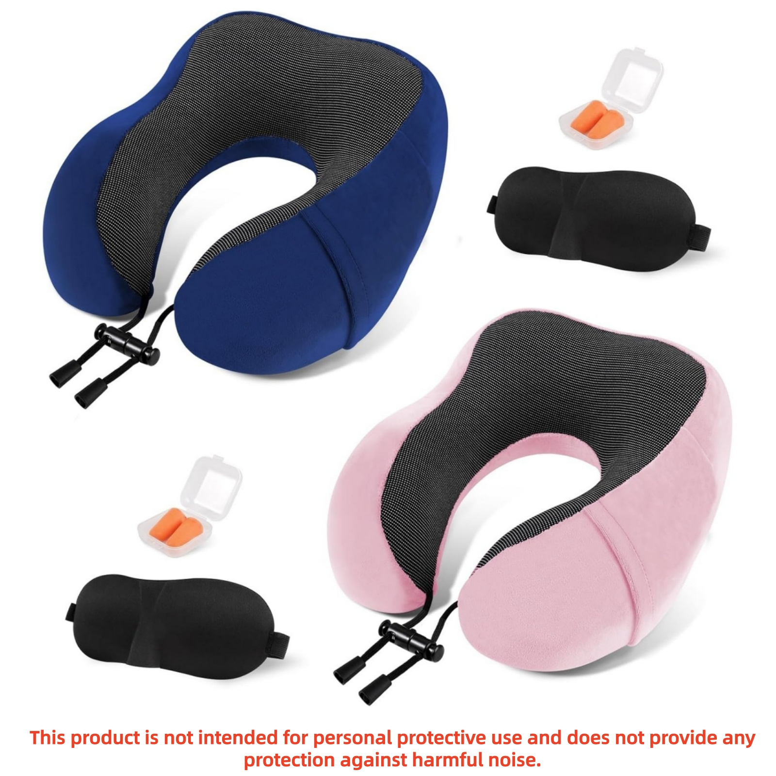 TEMU Almohada de viaje de U con bolsa de almacenamiento, paquete de 2 unidades, espuma de memoria de , lavable a máquina, y portátil para avión,