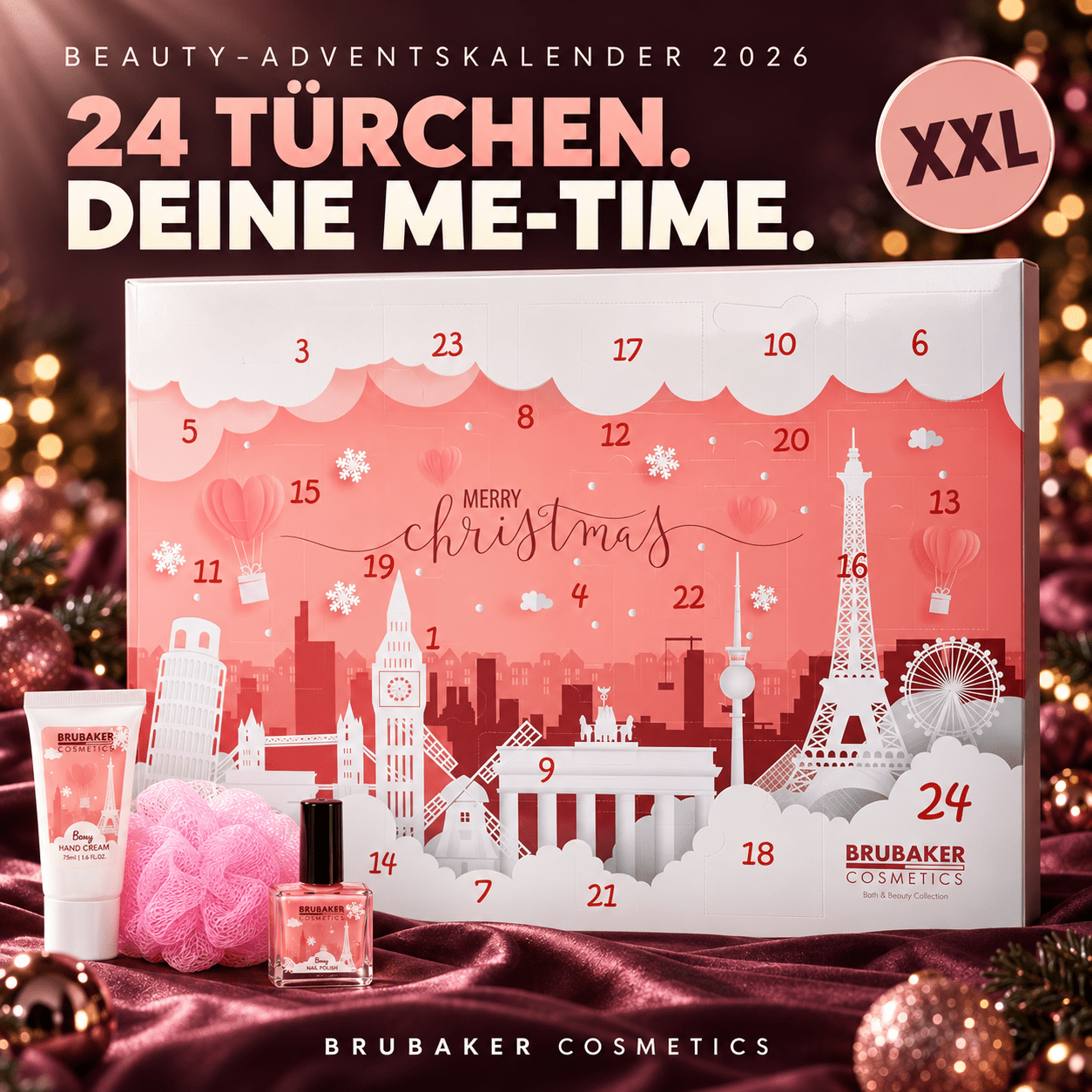 TEMU Calendrier de l'Avent Beauté 2026 BRUBAKER Cosmetics - de Rose - le Calendrier de Noël - XXL pour Femmes et Filles