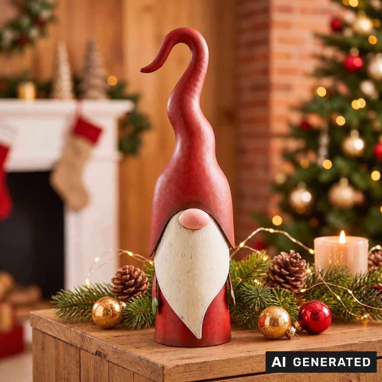 Image of Metal Decorative Figure "wichtel" 31 Cm High, Red, Christmas Elf, Santa Claus, Christmas Decoration