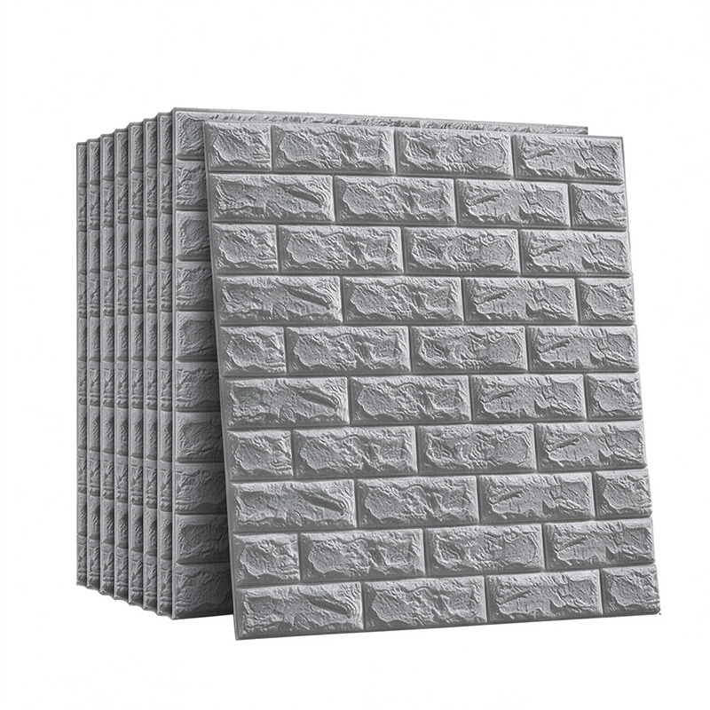 Image of Wall Panels, Wallpaper, Self-adhesive Wallpaper, 3d Self-adhesive Wall Panels 10pcs, Self-adhesive Wall Decoration For Living Room, Bedroom, Office, 77 X 70 X 0.5cm (gray)