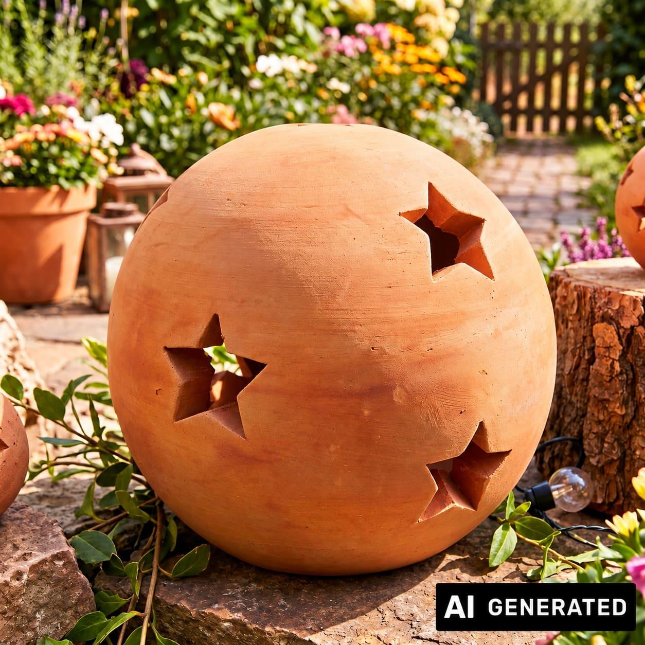Image of "stars" Made Of Terracotta, Ø 30 Cm, , Candle Holder, Garden , Outdoor Garden Decoration